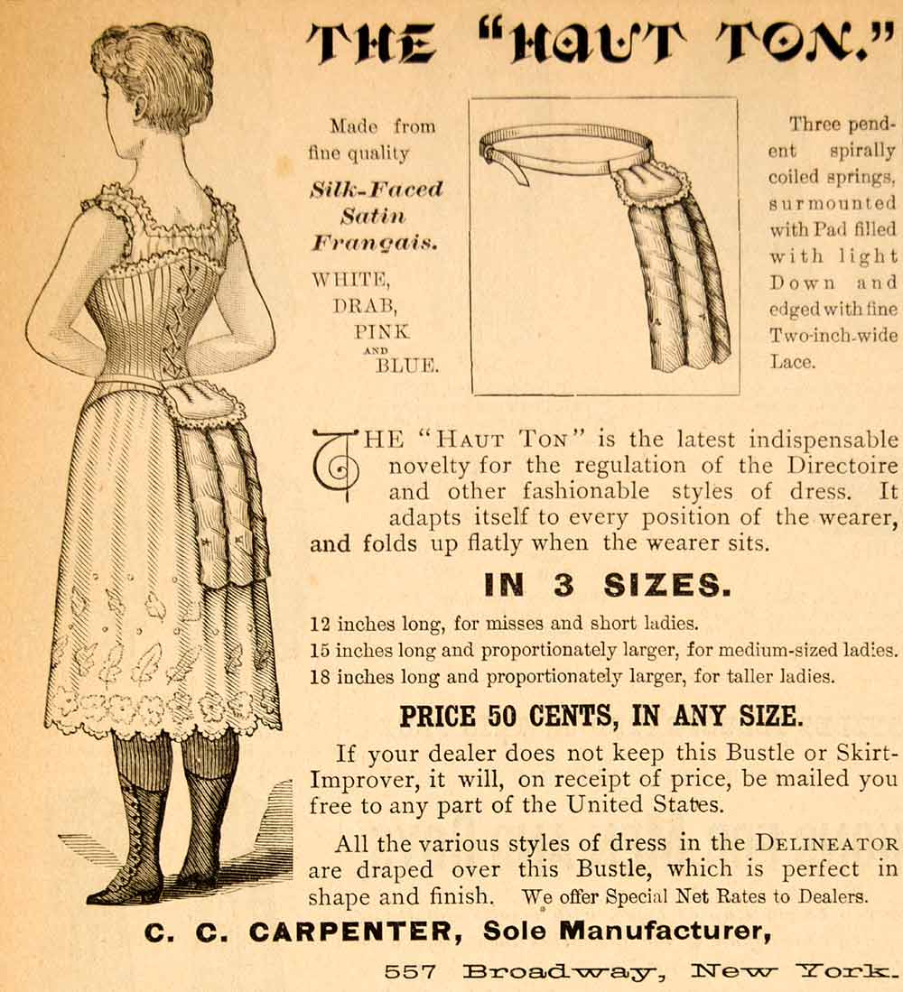 1889 Ad Haut Ton Silk Faced Satin Francais Carpenter Fashion Victorian YDL7