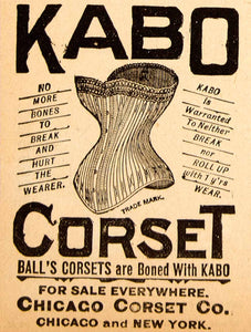 1889 Ad Kabo Corset Chicago New York Victorian Women Fashion Accessory YDL7