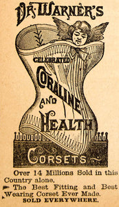 1890 Ad Dr Warner Coraline Health Corset Victorian Women Fashion Accessory YDL7