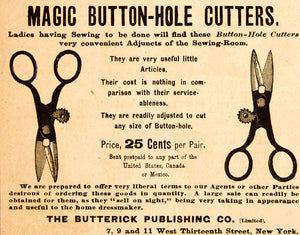1890 Ad Magic Button Hole Cutters Butternick Publishing Company Tool YDL7