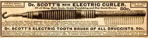 1890 Ad Doctor Scotts Electric Curler Victorian Women Beauty Supply Tool YDL7