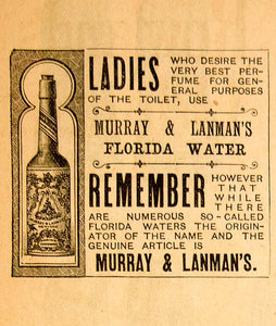 1890 Ad Murray Lanman Florida Water Fragrance Perfume Victorian Women YDL7