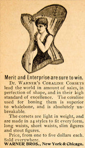 1893 Ad Dr Warner Coraline Corset Victorian Women Fashion Accessory New YDL7