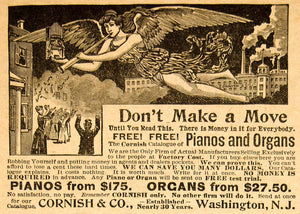 1894 Ad Cornish Company Piano Organs Musical Instrument Angel Trumpet YDL7