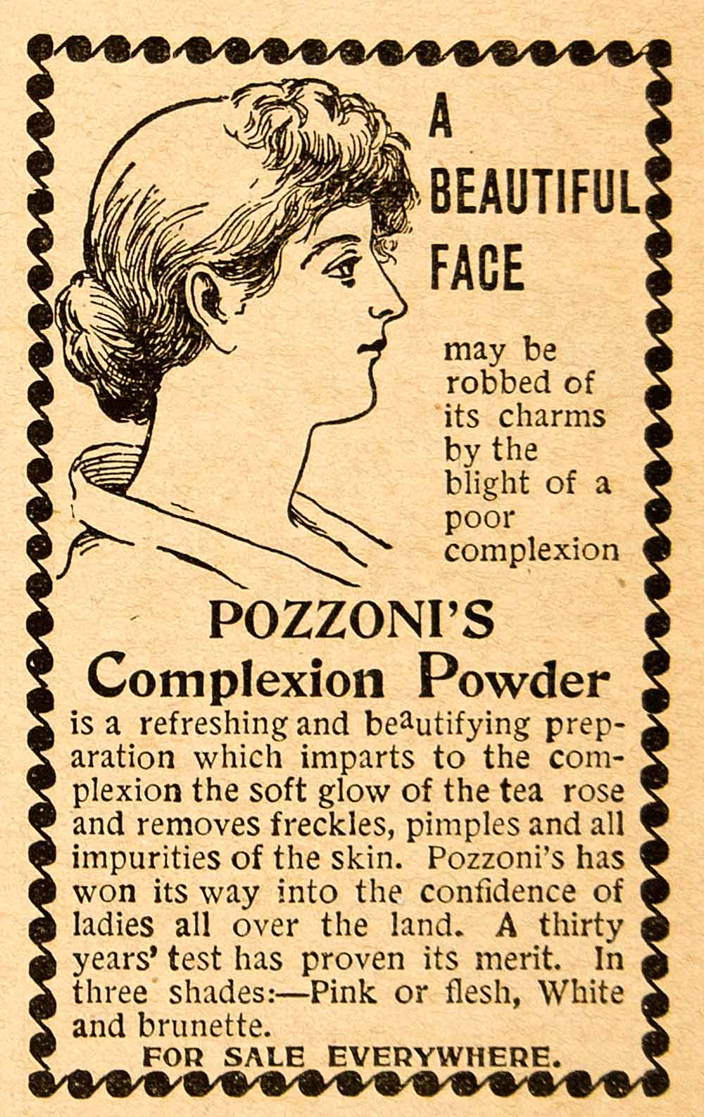 1894 Ad Pozzonis Complexion Powder Victorian Women Health Beauty Skin Face YDL7