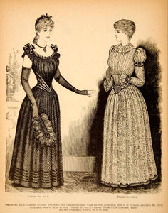 1889 Wood Engraving Portrait Fashionable Victorian Women Clothing Cost Period Paper Historic Art LLC 1889 Wood Engraving Portrait Fashionable Victorian Women Clothing Cost Period Paper Historic Art LLC