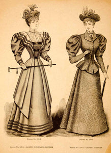 1894 Wood Engraving Portrait Fashion Victorian Women Dress Costume Clo Period Paper Historic Art LLC 1894 Wood Engraving Portrait Fashion Victorian Women Dress Costume Clo Period Paper Historic Art LLC