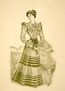 1898 Print Portrait Fashion Costume Clothing Victorian Woman Dress Wai –  Period Paper Historic Art LLC