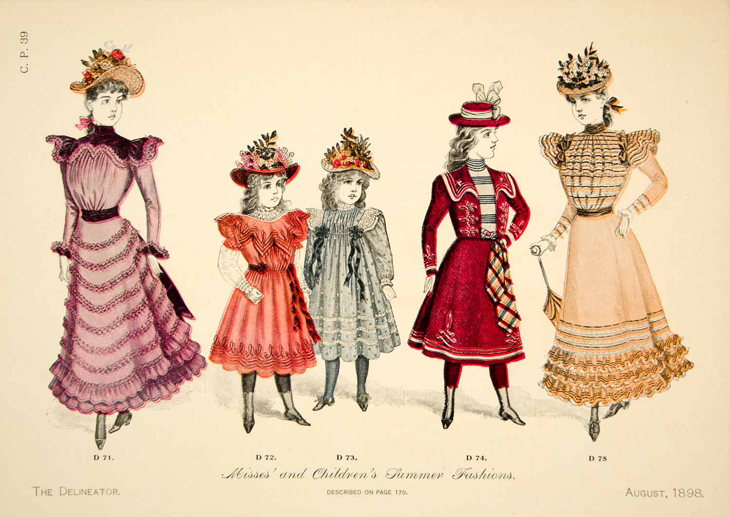 Forslag obligat variabel 1898 Print Fashion Victorian Children Women Girls Costume Clothing YDL –  Period Paper Historic Art LLC