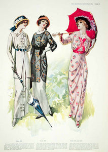 1913 Color Print Late Edwardian Dress Period Clothing Chiffon Vintage –  Period Paper Historic Art LLC