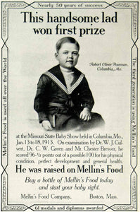 1913 Ad Mellin's Infant Food Robert Oliver Pearman Columbia Missouri Baby YDL8