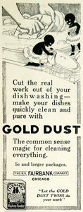1913 Ad Vintage Gold Dust Twins Soap House Cleaning Dishwashing Black YDL8