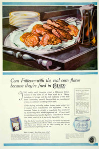 1920 Ad Corn Fritters Crisco Cooking Fat Vegetable Tray Frying Fried Foods YDL9