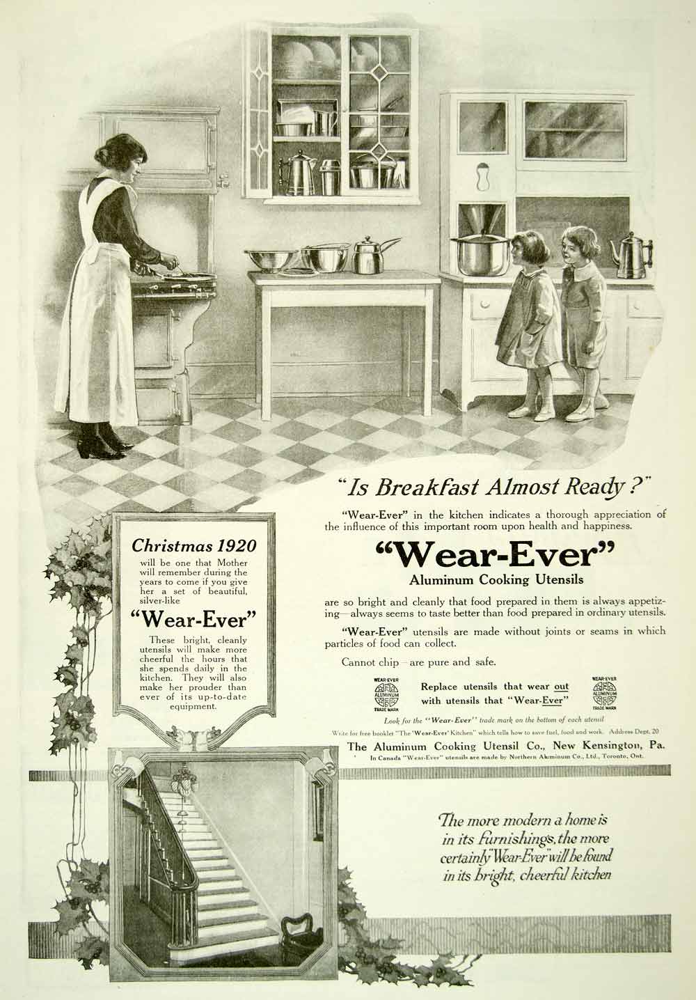 1920 Ad Wear-ever Aluminum Aluminium Cooking Utensils Kitchen Mother YDL9