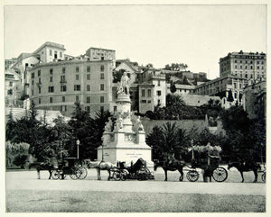 1893 Print Genoa Italy Statue Christopher Columbus Cityscape Europe Horse YFC2