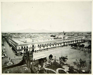 1893 Print Mexico City Panorama Skyline Plaza Mayor National Palace YFC2