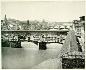 1893 Print Ponte Vecchio Florence Italy Bridge River Arno Infrastructure YFC2