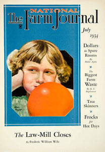 1934 Cover National Farm Journal Art Alan Foster Child Bubble Gum Portrait YFJ1