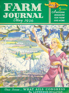 1936 Cover Farm Journal W MacRae Gillies Art Woman Orchard Fruit Tree YFJ1