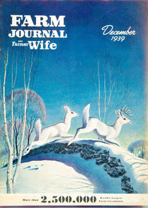 1939 Cover Farm Journal Wife Jack Murray Art Deer Wildlife Winter Buck Doe YFJ1