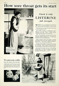 1929 Ad Listerine Mouthwash Full Strength Sore Throat Mother Farm Steaming YFJ1