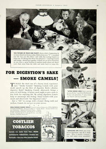 1937 Ad Camel Turkish Cigarettes Digestion Sake Smoking Dinner Table Cowboy YFJ1