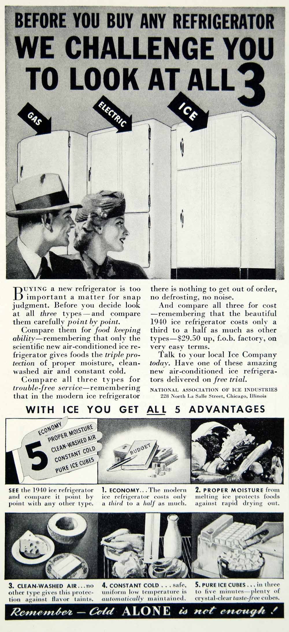 1940 Ad Refrigerator Kitchen Appliance Household 228 N La Salle St Chicago YFJ1