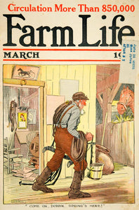 1922 Cover Farm Life March Spring Horse Harness Farmer Gaar Williams YFL1