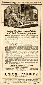 1921 Ad Vintage Union Carbide Canned Gas Light Fuel County House Cooking YFL1