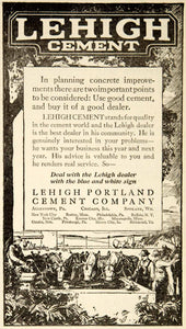 1922 Ad Vintage Lehigh Portland Cement Concrete Horse Water Trough Farm YFL1