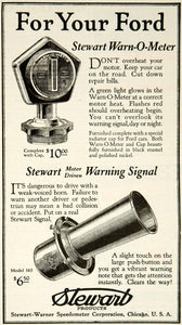 1922 Ad Stewart Warner Warn-O-Meter Ford Cars Warning Horn Engine YFL1