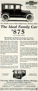 1922 Ad Vintage Chevrolet Sedan 5 Passenger 4 Door Closed Car Antique YFL1