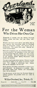1922 Ad Antique Overland Sedan Woman Driver Willys-Overland Toledo Motor YFL1