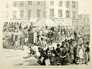 1875 Wood Engraving Louisville Mardi Gras Carnival Street Parade Black Americana