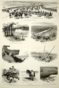 1875 Wood Engraving General George Armstrong Custer Black Hills Expedition 1874 - Period Paper
