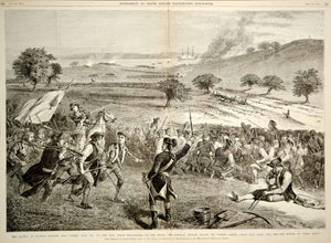 1875 Wood Engraving Battle of Bunker Hill 1775 Revolutionary War American Troops