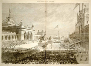 1876 Engraving Centennial Exposition Philadelphia Opening Ceremony Grand Plaza