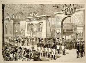1876 Wood Engraving Centennial Exposition Philadelphia Opening President Grant