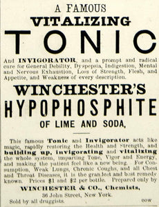 1875 Ad Antique Winchester's Hypophosphite Tonic Cure Medical Quackery Medicine