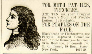1875 Ad Antique Pimple Comedone Remedy Skin Care Dr. B. C. Perry 49 Bond St. NYC