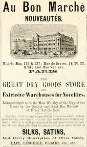 パリ　ボンマルシェ　ビンテージフライヤー 1875 Ad Antique Au Bon Marche Paris Department Store Building