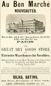 1875 Ad Antique Au Bon Marche Paris Department Store Building French Dry Goods