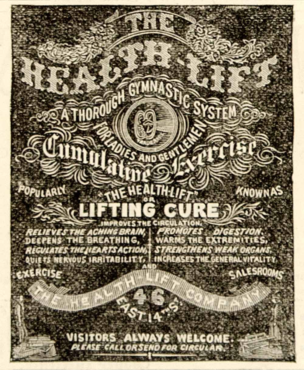1876 Ad Antique Health Lift Physical Fitness Machine Weightlifting Exercise Cure