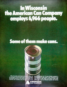 1966 Ad Vintage American Can Company Wisconsin Manufacturing Packaging YFM2