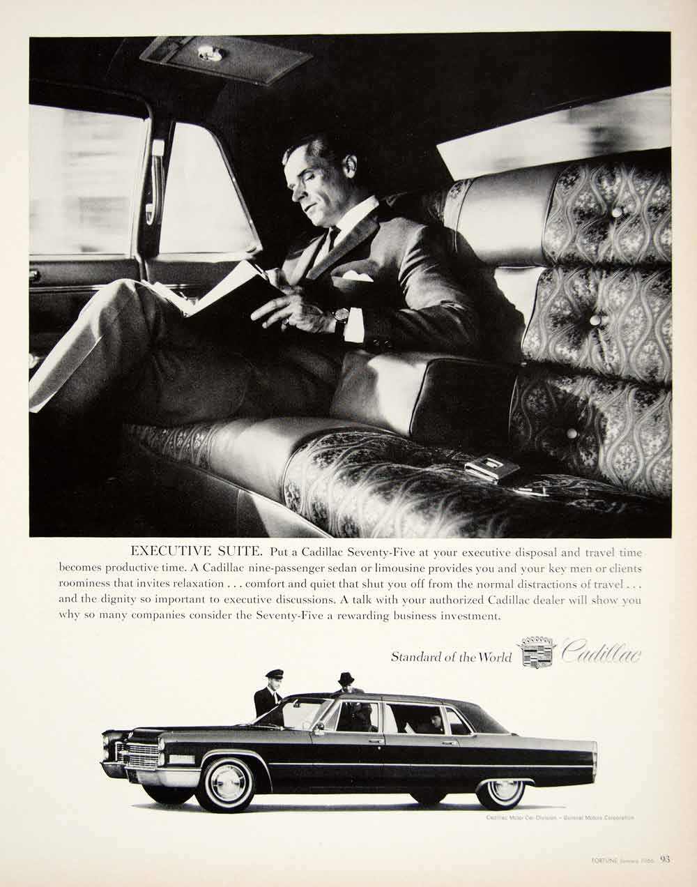 1966 Ad Vintage Cadillac Seventy-Five Luxury Sedan Car Interior Businessman YFM2