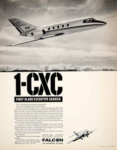 1966 Ad Vintage 1-CXC Fan Jet Falcon Airplane Personal Business Jetliner YFM2