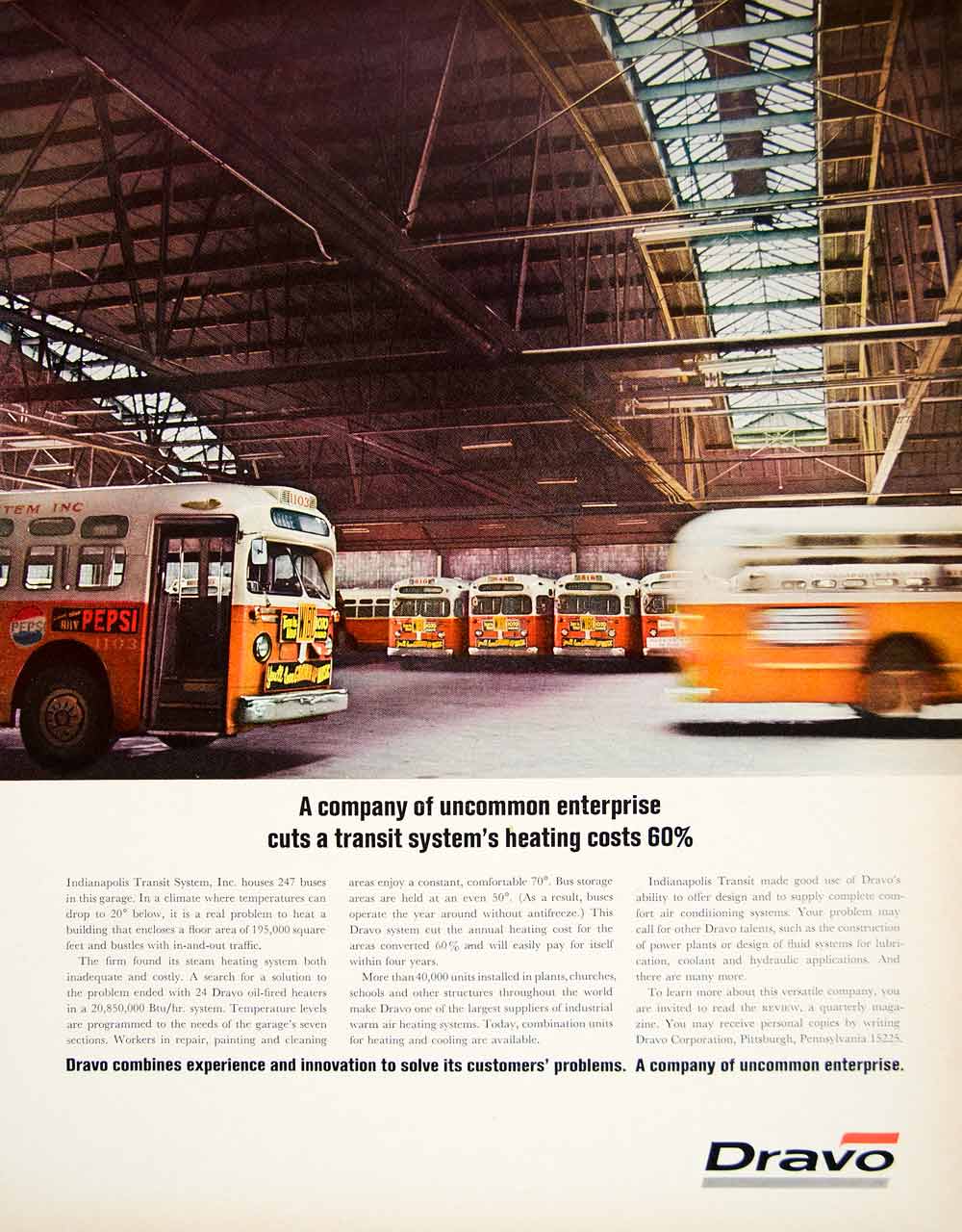1966 Ad Dravo Pittsburgh PA Indianapolis Transit System Bus Garage Depot YFM2