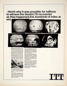 1966 Ad ITT Earth Station Gemini 6 7 Space Capsule Sea Recovery TV Coverage YFM2