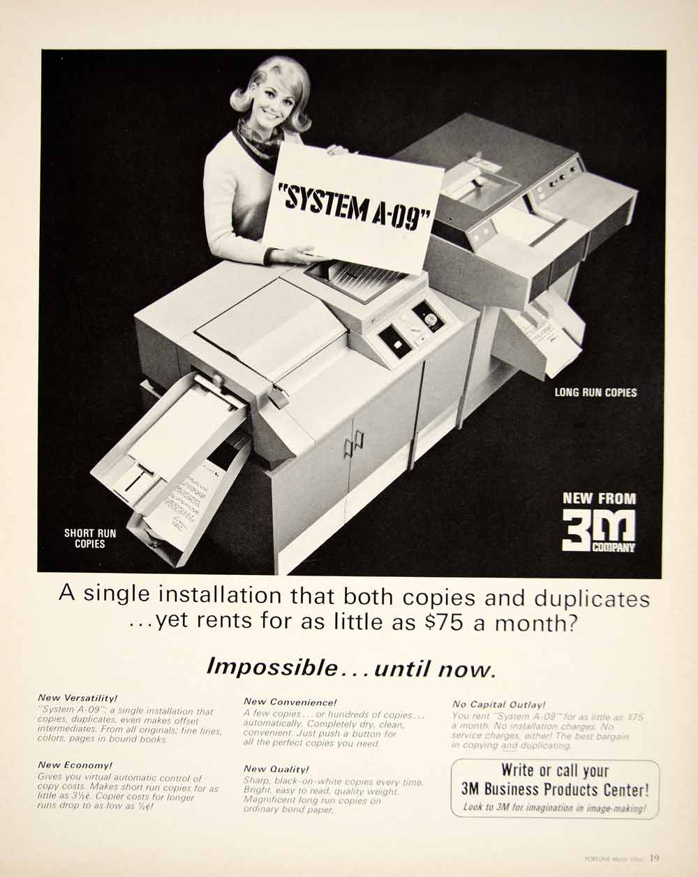 1966 Ad Vintage 3M System A-09 Copier Duplicator Photocopier Office Machine YFM2
