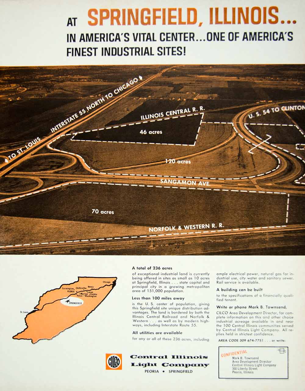 1966 Ad Springfield Illinois Industrial Sites Interstate 55 Sangamon Ave. YFM3